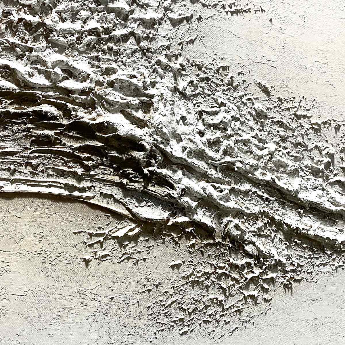 WHITE CREST- Textured Minimalist Ocean Wave Painting