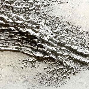 WHITE CREST- Textured Minimalist Ocean Wave Painting