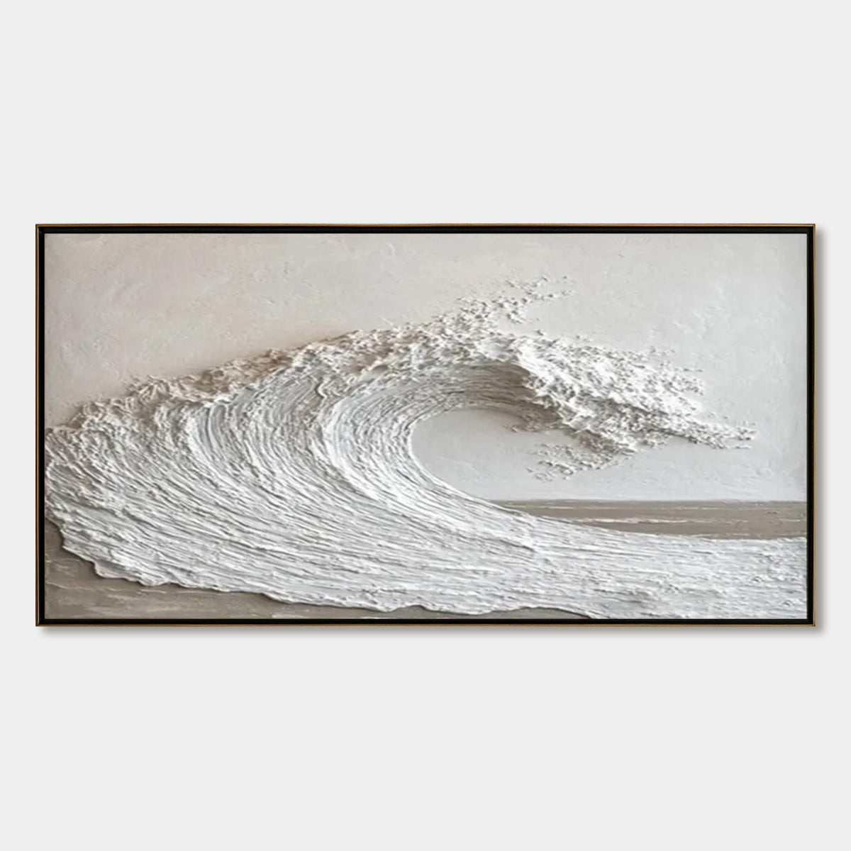 WHITE CREST: Textured Minimalist Ocean Wave Painting