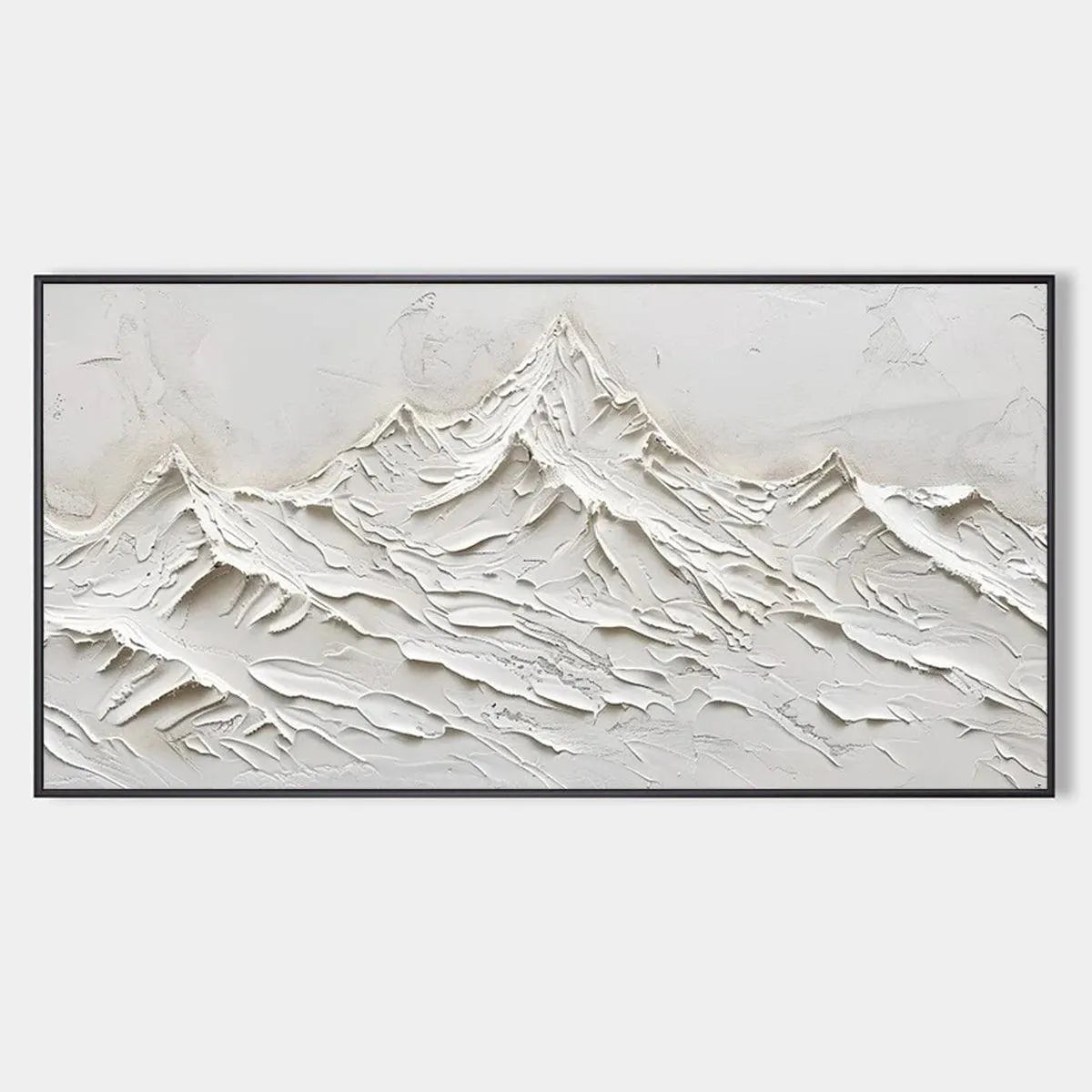 Textured Minimalist Abstract Mountain Painting in White