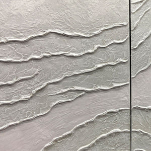 WHITE TEXTURED LINES DIPTYCH- Textured Abstract Painting Set of 2, Vertical Wall Art2