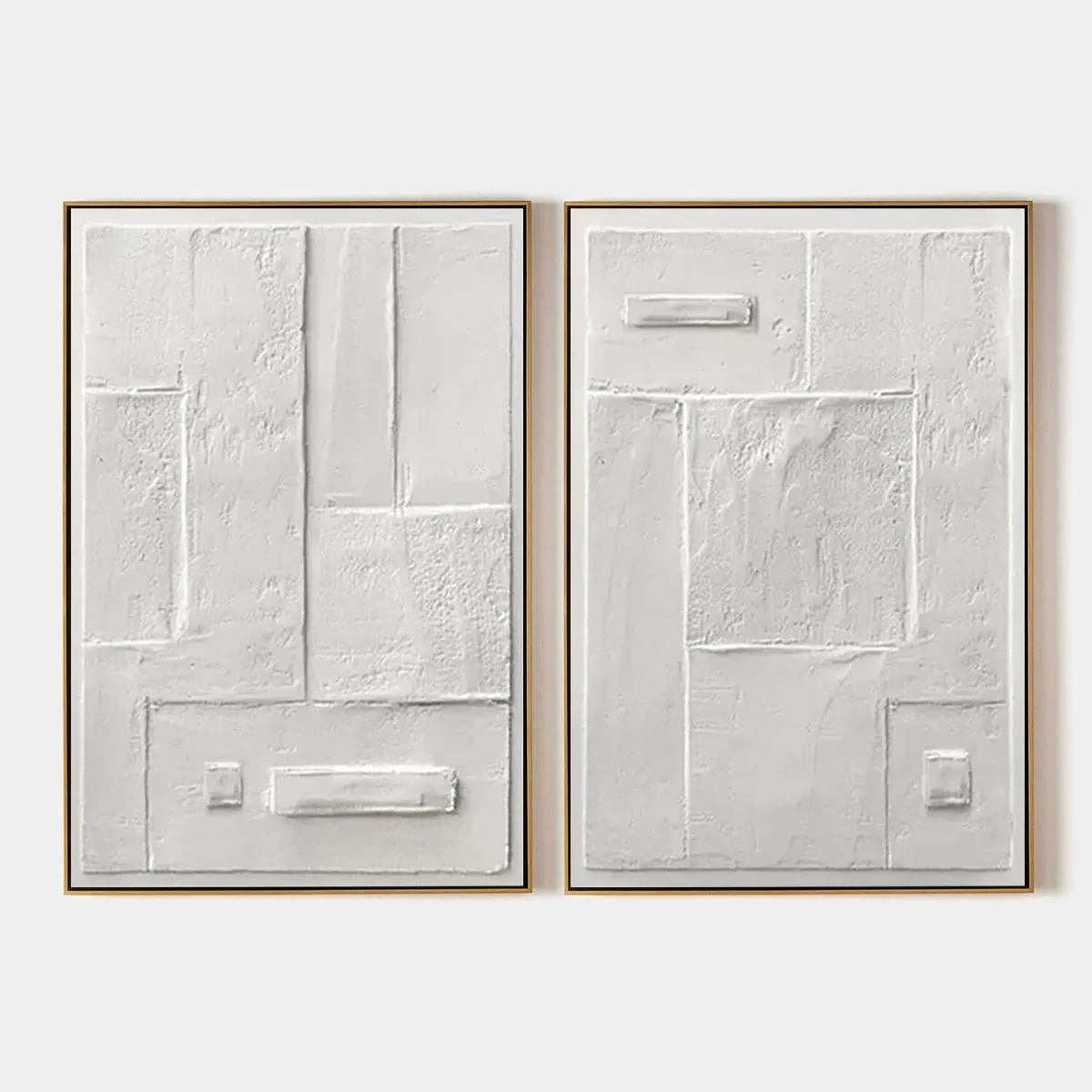 Minimalist Textured Painting Set of 2, Vertical Wall Art