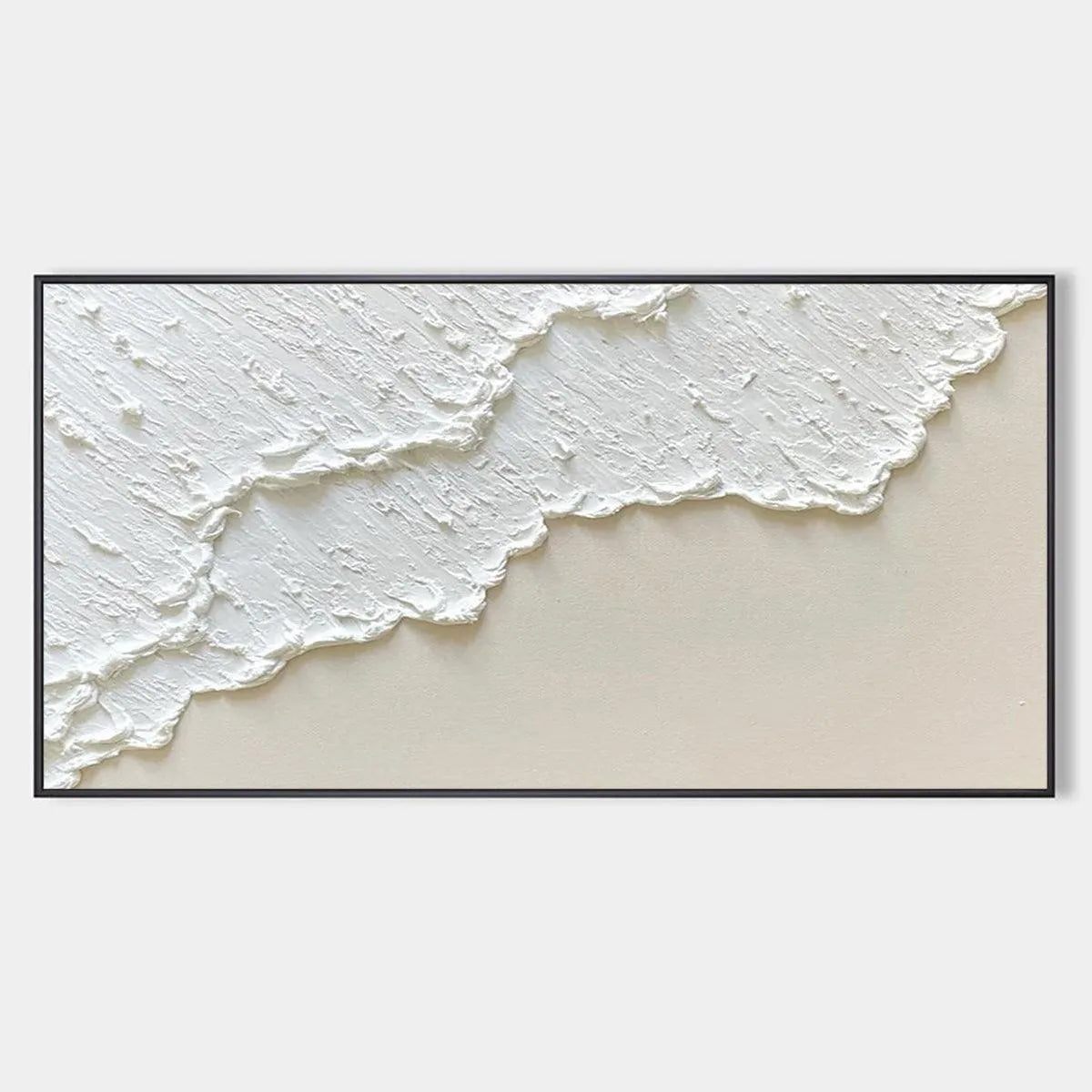 Textured Minimalist Coastal Abstract Painting in White and Beige