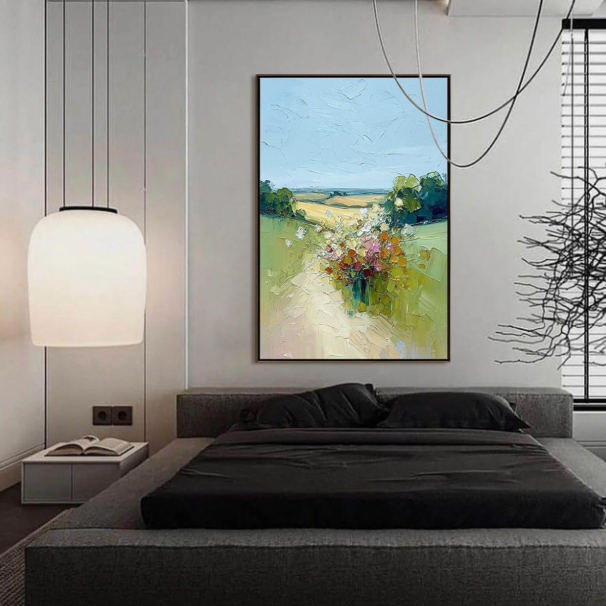 WILDFLOWER PATH: Textured Palette Knife Countryside Landscape Painting