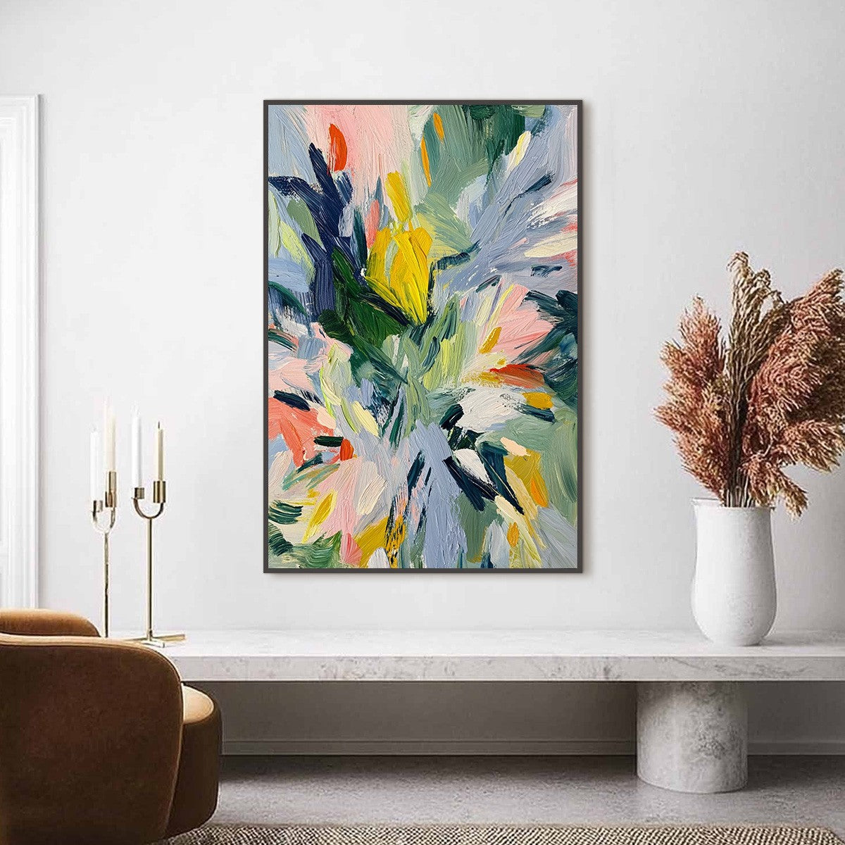 WILDFLOWER SYMPHONY: Colorful Textured Abstract Floral Oil Painting