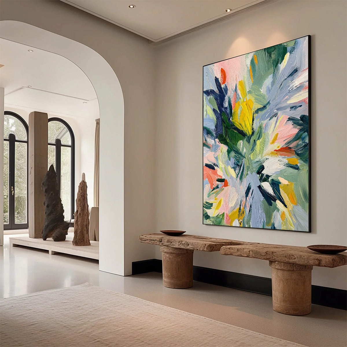 WILDFLOWER SYMPHONY: Colorful Textured Abstract Floral Oil Painting