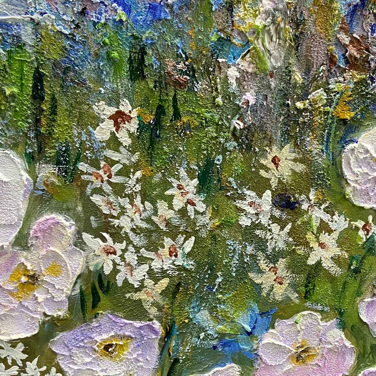 WILDFLOWER FIELD TRIPTYCH- Impressionist Landscape Painting Set of 3