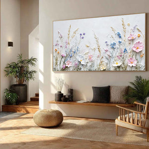 WILDFLOWER SERENADE: Textured Pastel Floral Meadow Painting
