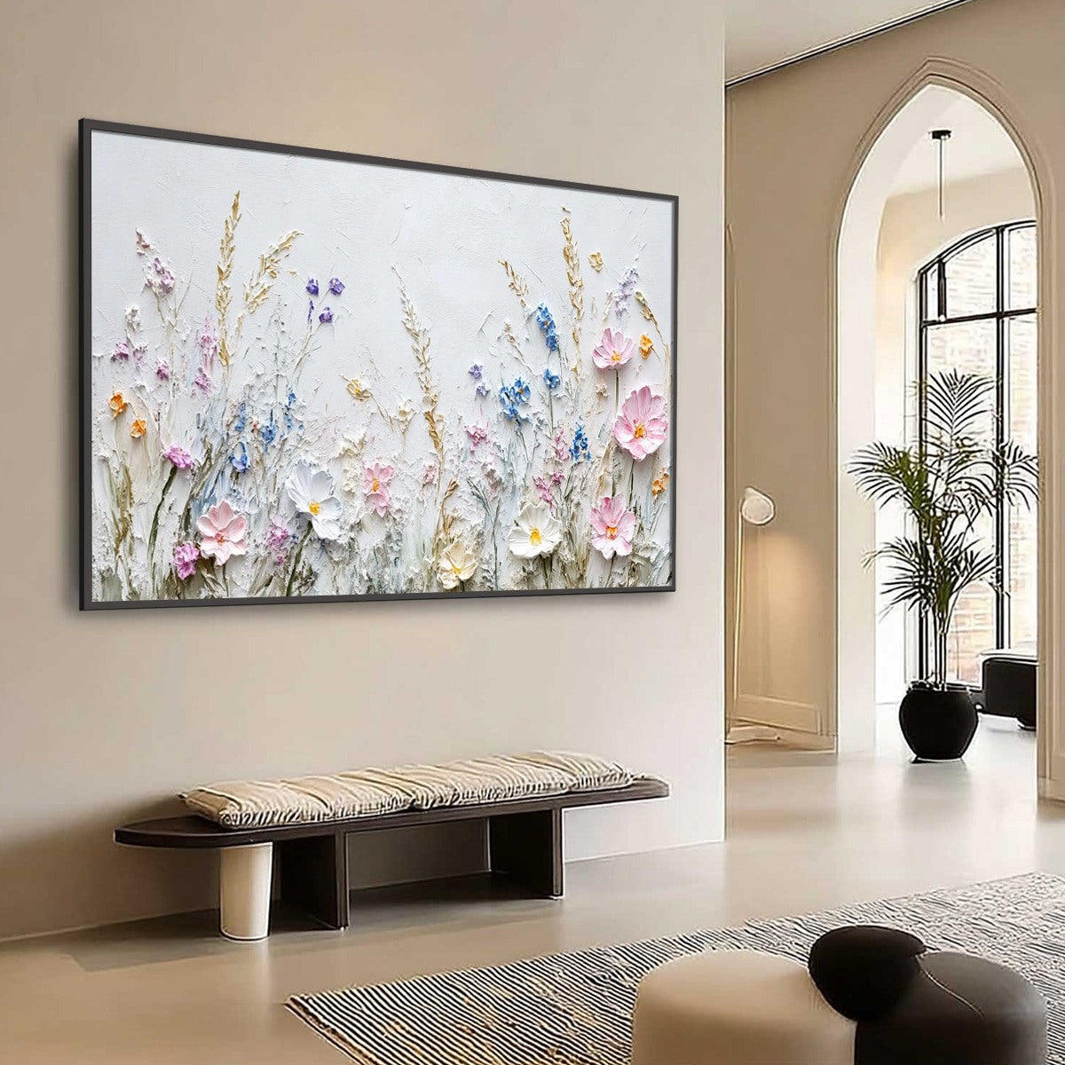 WILDFLOWER SERENADE: Textured Pastel Floral Meadow Painting
