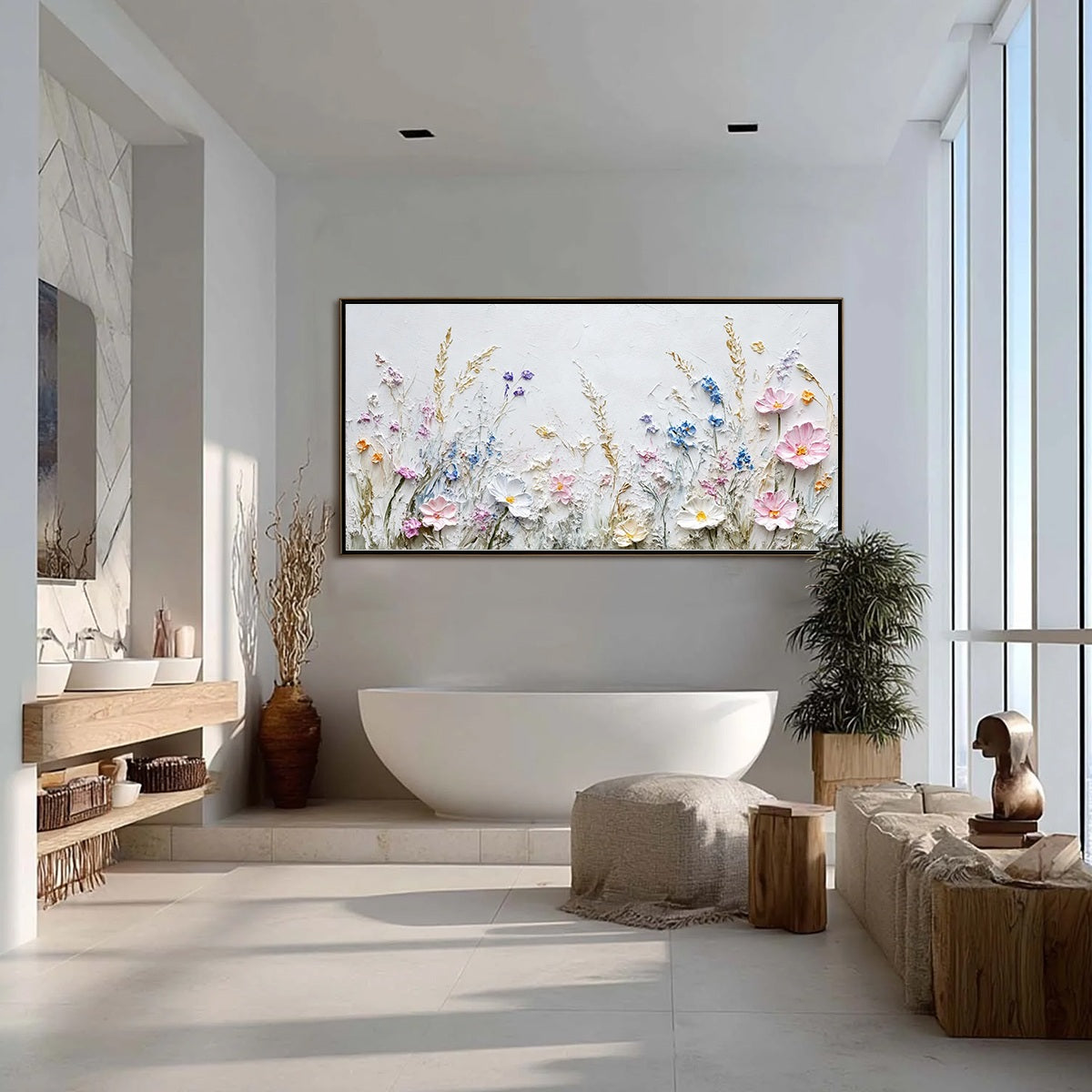 WILDFLOWER SERENADE: Textured Pastel Floral Meadow Painting