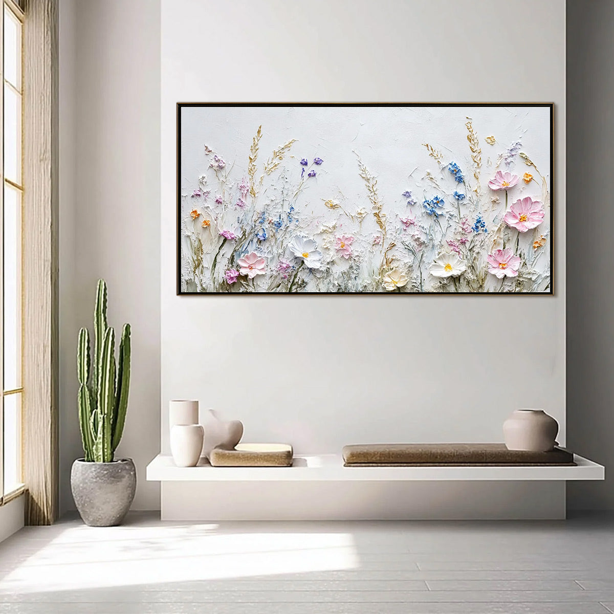 Wildflower Serenade impasto floral oil painting wall art décor