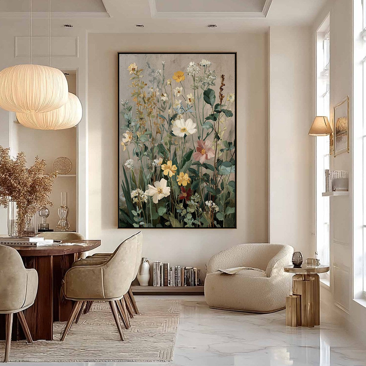 WILD BLOOM SERENADE: Vintage Style Wildflower Meadow Oil Painting