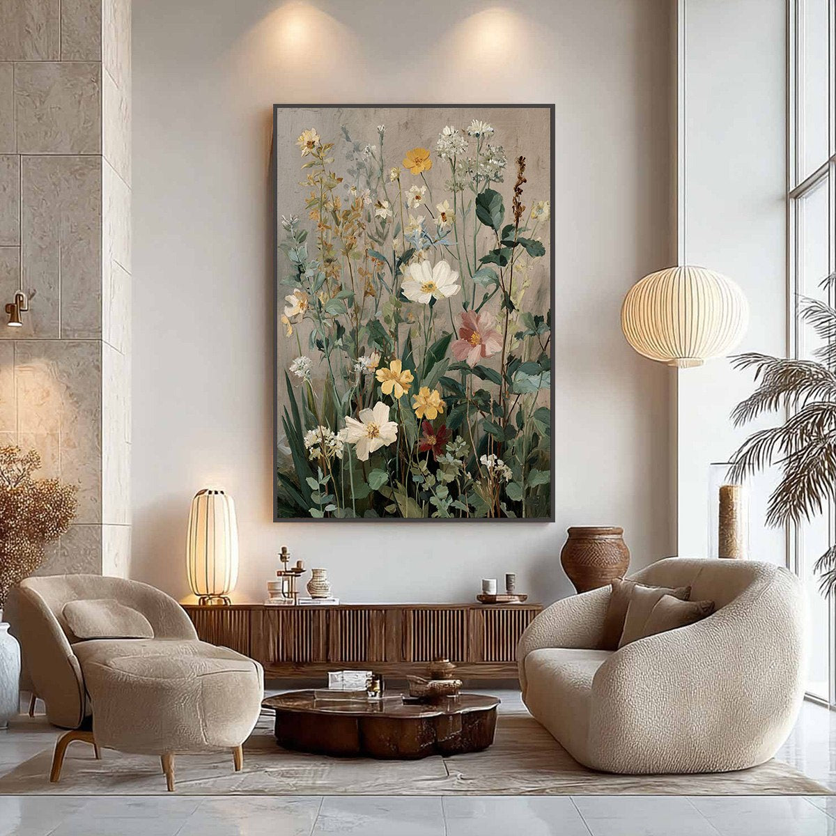 WILD BLOOM SERENADE: Vintage Style Wildflower Meadow Oil Painting