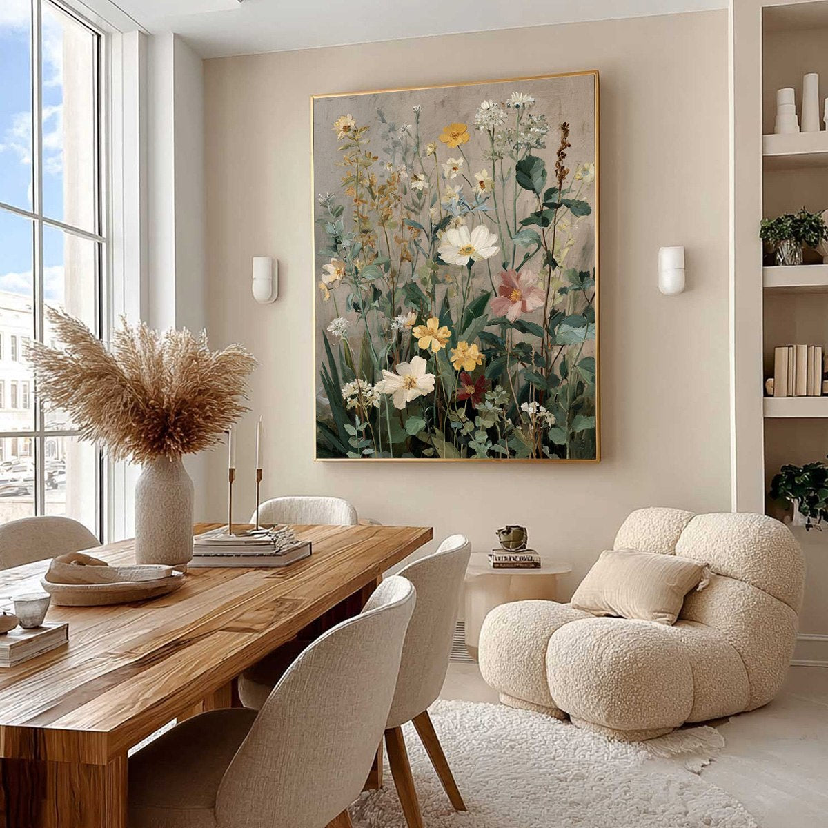 WILD BLOOM SERENADE: Vintage Style Wildflower Meadow Oil Painting