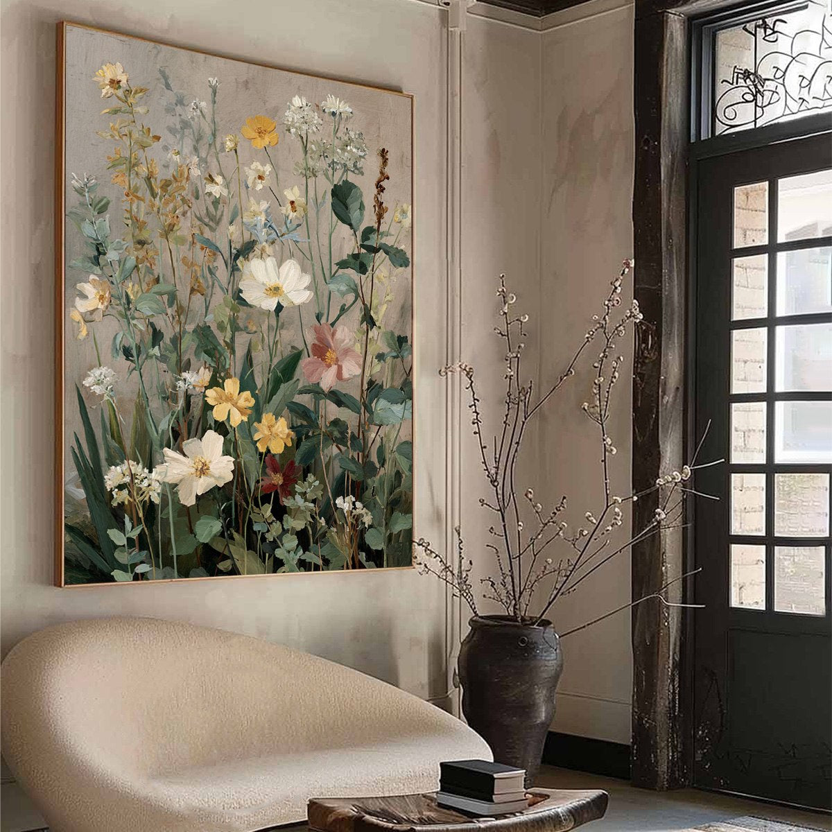 WILD BLOOM SERENADE: Vintage Style Wildflower Meadow Oil Painting