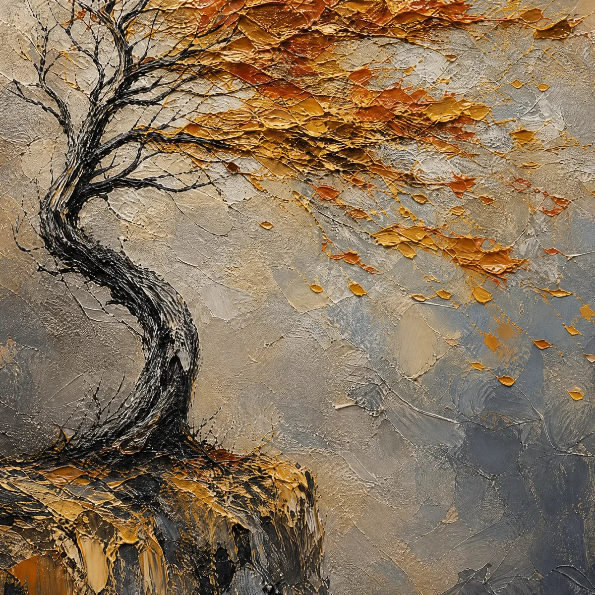 WINDFALL TREE: Windswept Autumn Tree Painting