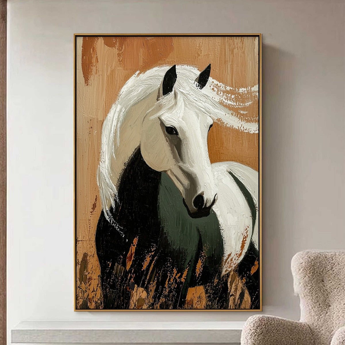 Windwhisper: Original Horse Portrait Oil Painting - Textured