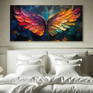 Wings of Ascension: Original Textured Abstract Oil Painting - Angel Wings Wall Art