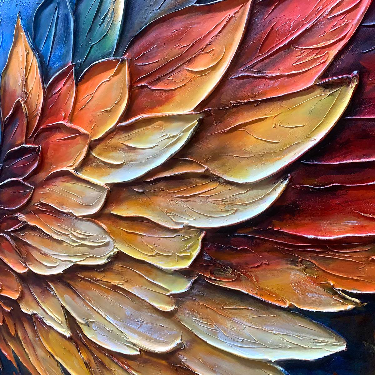 WINGS OF FIRE: Textured Abstract Oil Painting