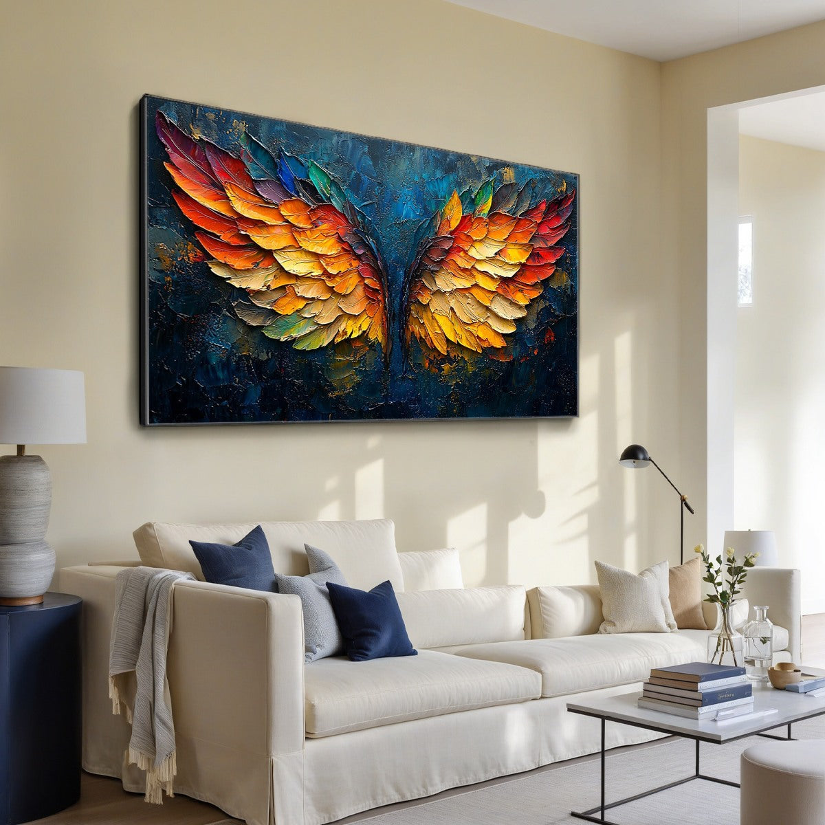 Wings of Fire: Original Textured Abstract Oil Painting - Angel