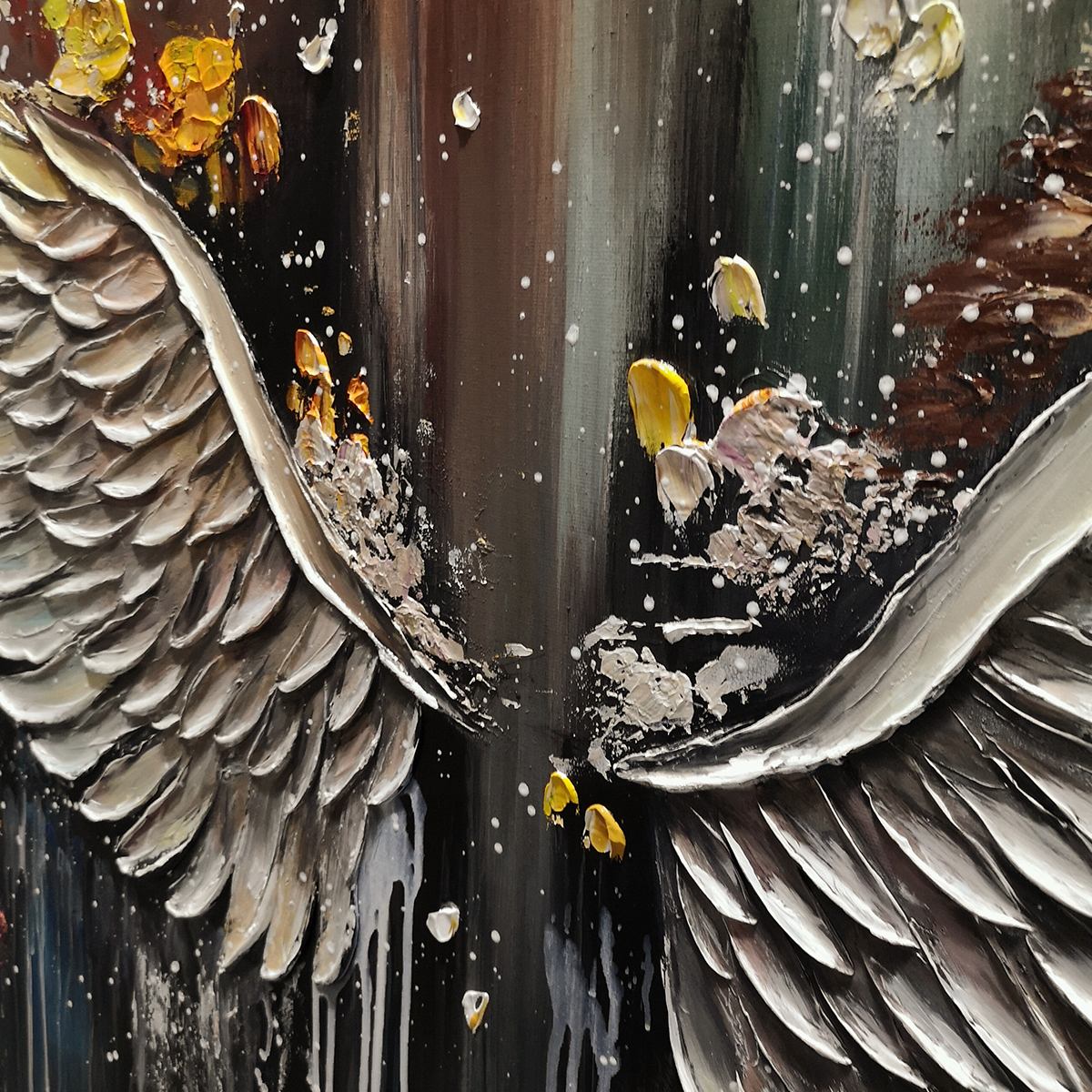 Wings of Hope: Original Textured Abstract Angel Wings Oil Painting