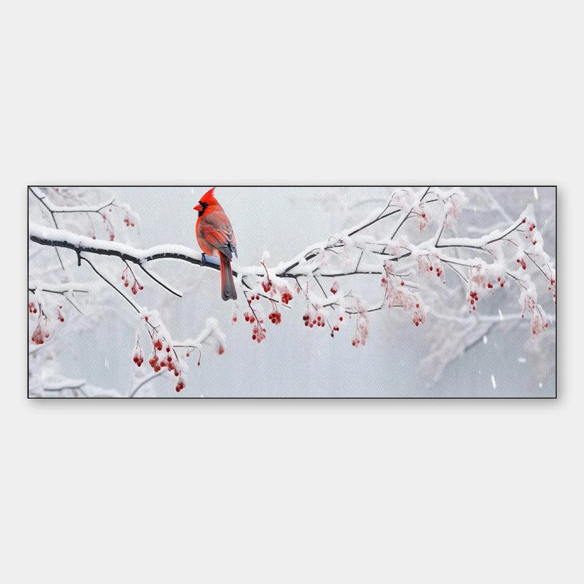 Bird Painting, Panoramic Wall Art, Winter Decor