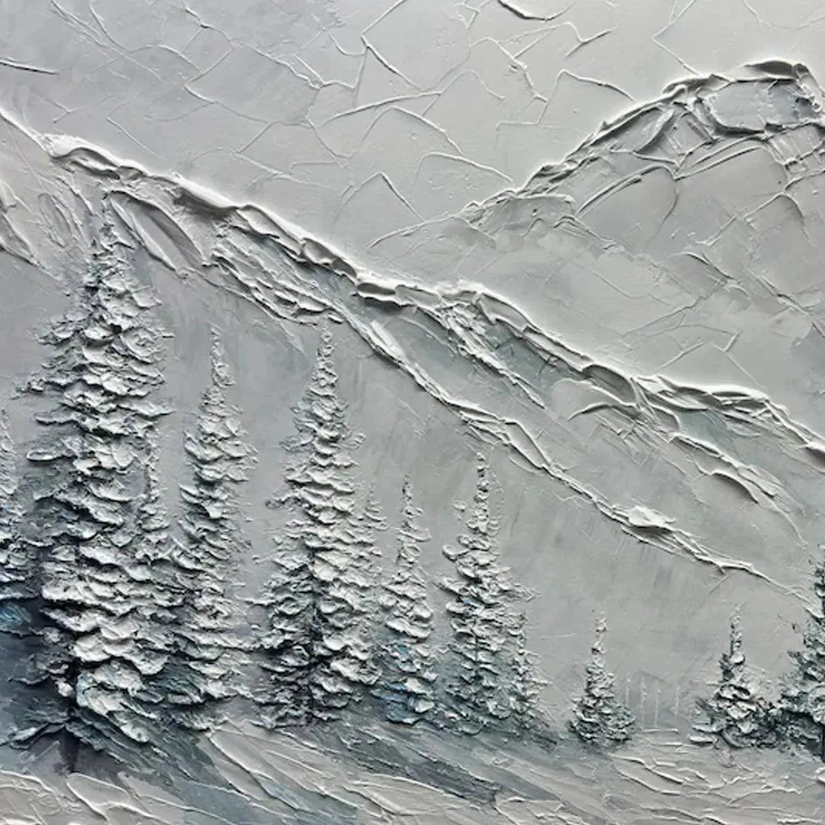 Winter's Embrace Painting | Textured Mountain Landscape Art