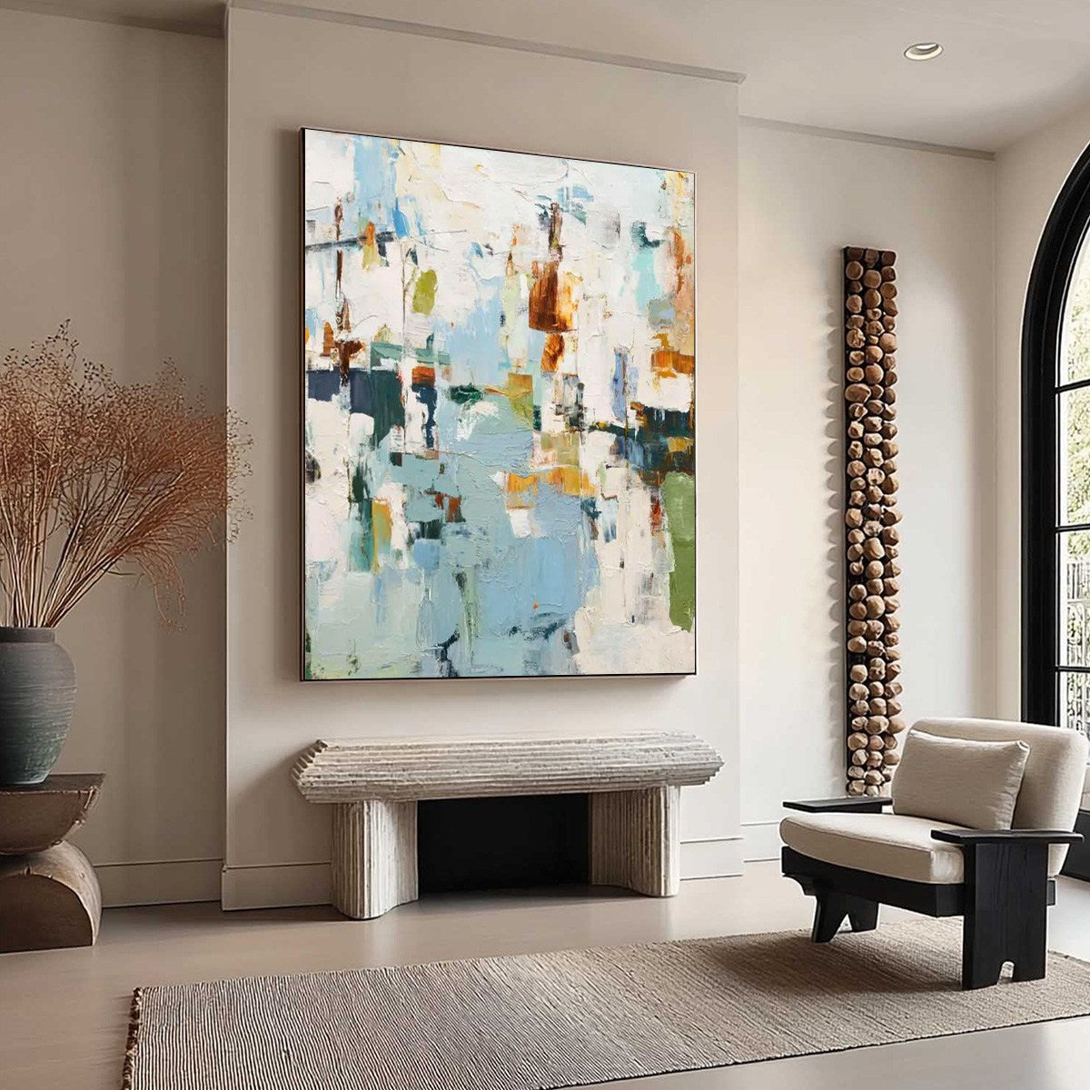 WINTER'S WHISPER: Textured Abstract Oil Painting