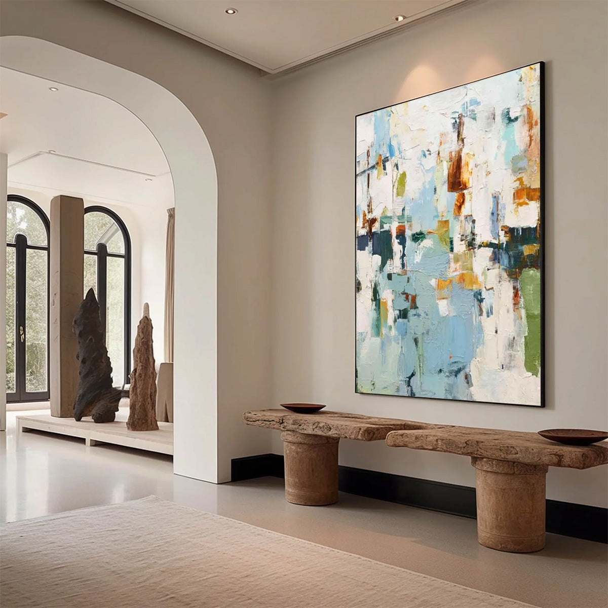 WINTER'S WHISPER: Textured Abstract Oil Painting