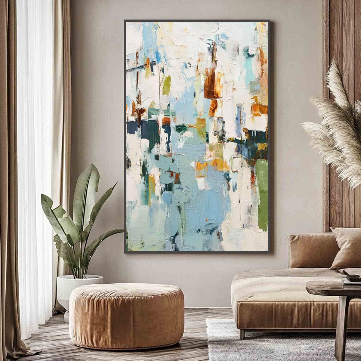 WINTER'S WHISPER: Textured Abstract Oil Painting