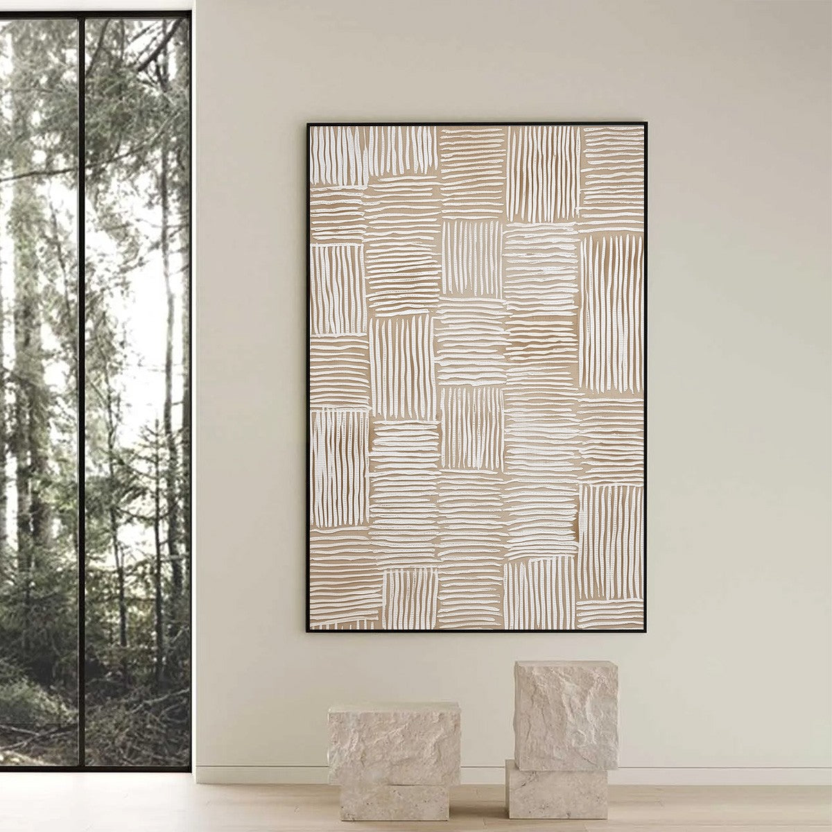 WOVEN CALM: Hand-Painted Wabi Sabi Textured Abstract Art
