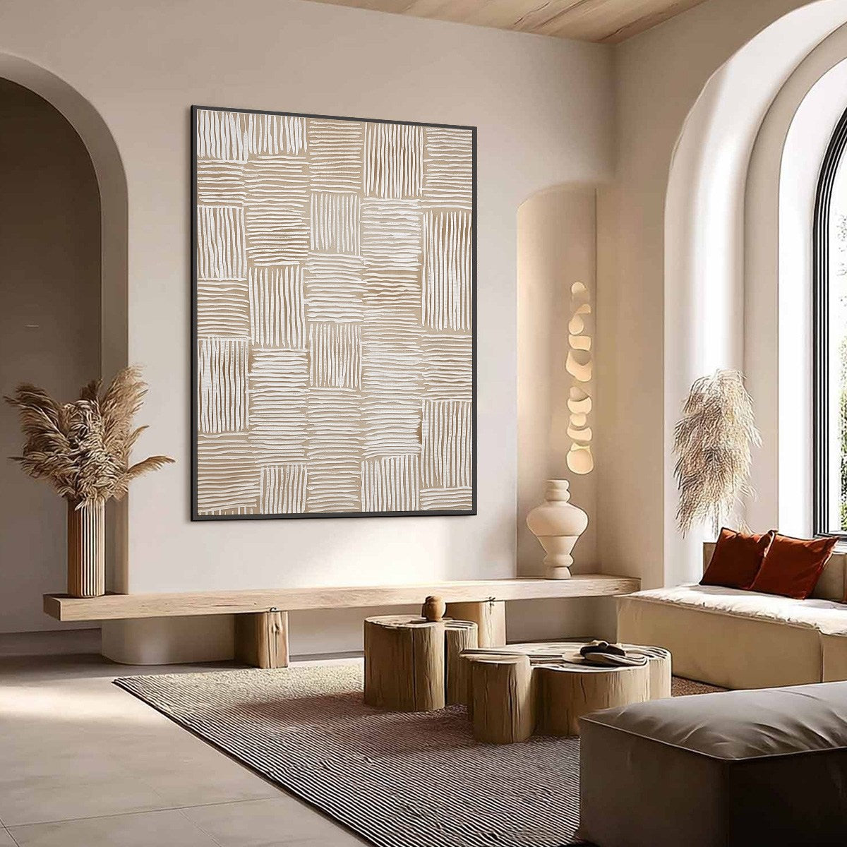 WOVEN CALM: Hand-Painted Wabi Sabi Textured Abstract Art