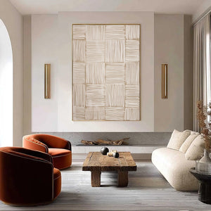 WOVEN CALM: Textured Minimalist Wabi-Sabi Abstract Painting