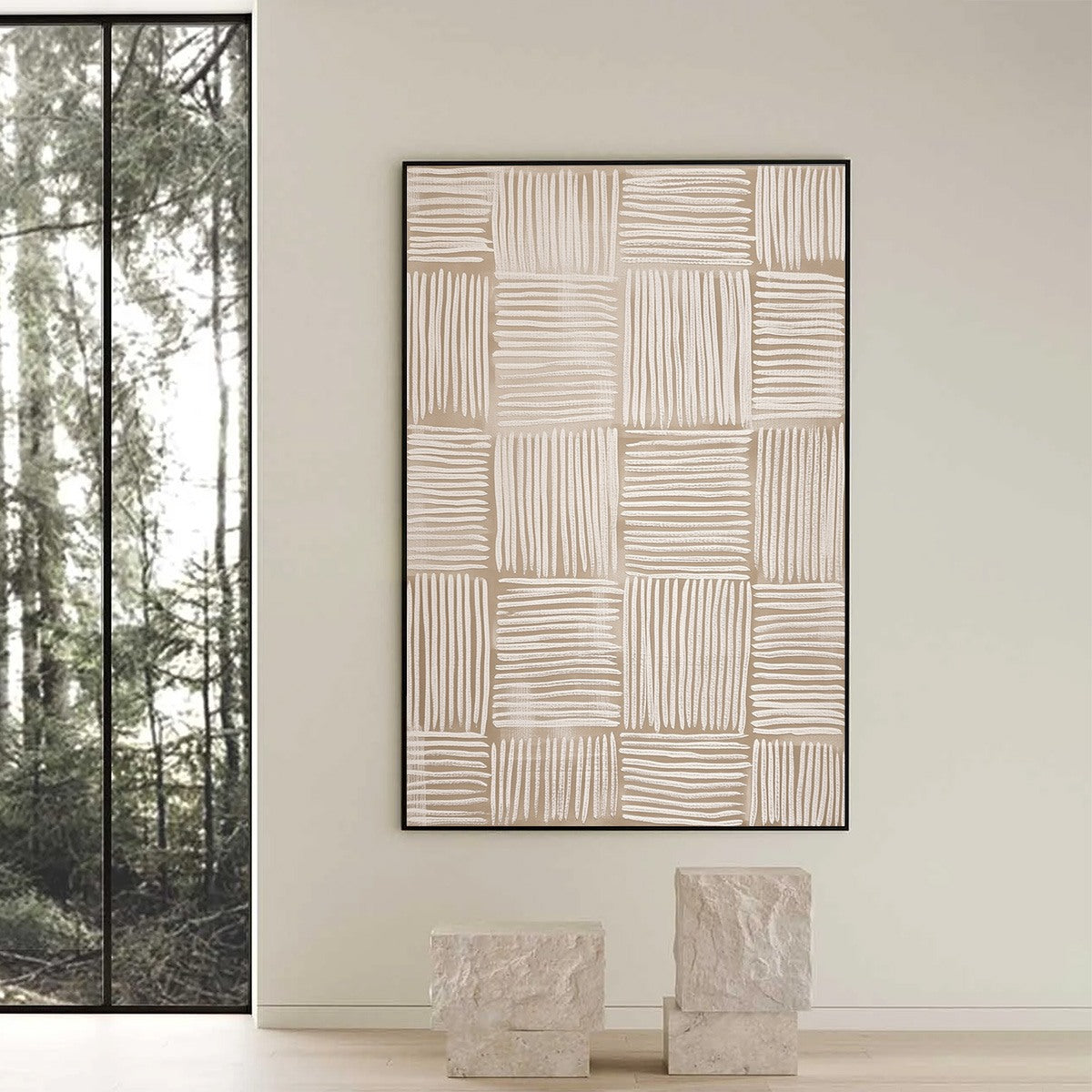 WOVEN CALM: Textured Minimalist Wabi-Sabi Abstract Painting