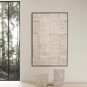 WOVEN CALM: Textured Minimalist Wabi-Sabi Abstract Painting