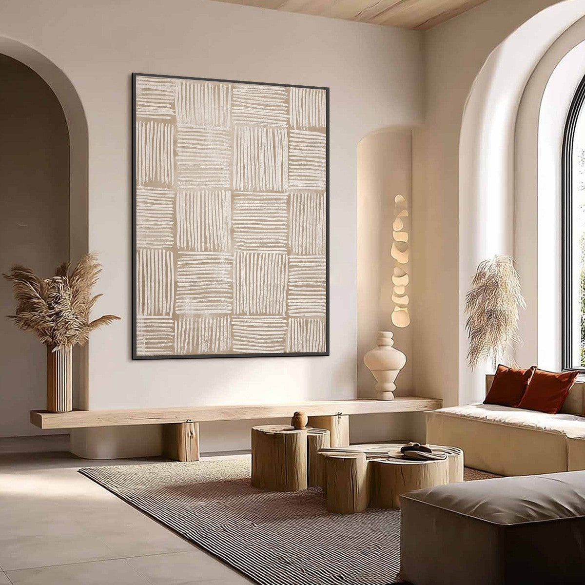 WOVEN CALM: Textured Minimalist Wabi-Sabi Abstract Painting