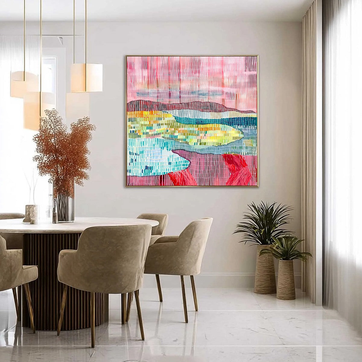 WOVEN HORIZON: Vibrant Textured Abstract Landscape Painting