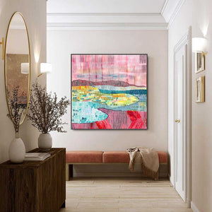 WOVEN HORIZON: Vibrant Textured Abstract Landscape Painting