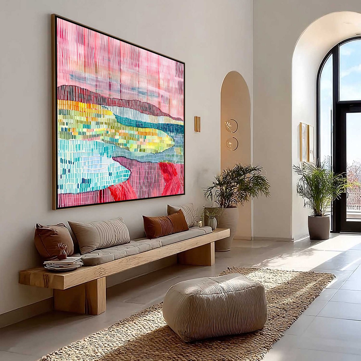 WOVEN HORIZON: Vibrant Textured Abstract Landscape Painting