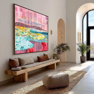 WOVEN HORIZON: Vibrant Textured Abstract Landscape Painting