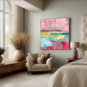 WOVEN HORIZON: Vibrant Textured Abstract Landscape Painting