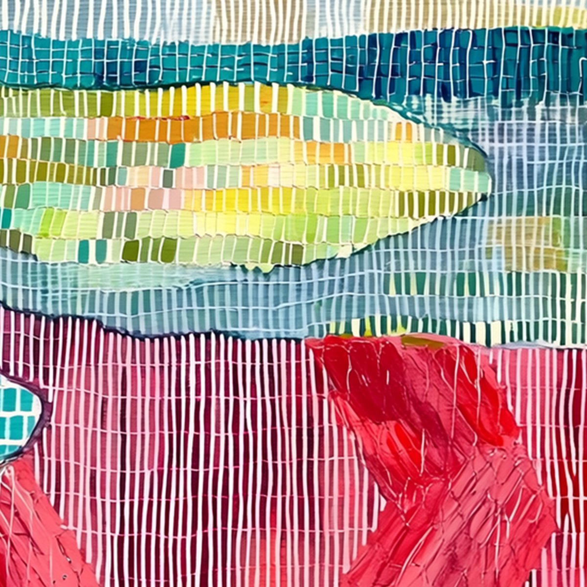 WOVEN HORIZON: Vibrant Textured Abstract Landscape Painting