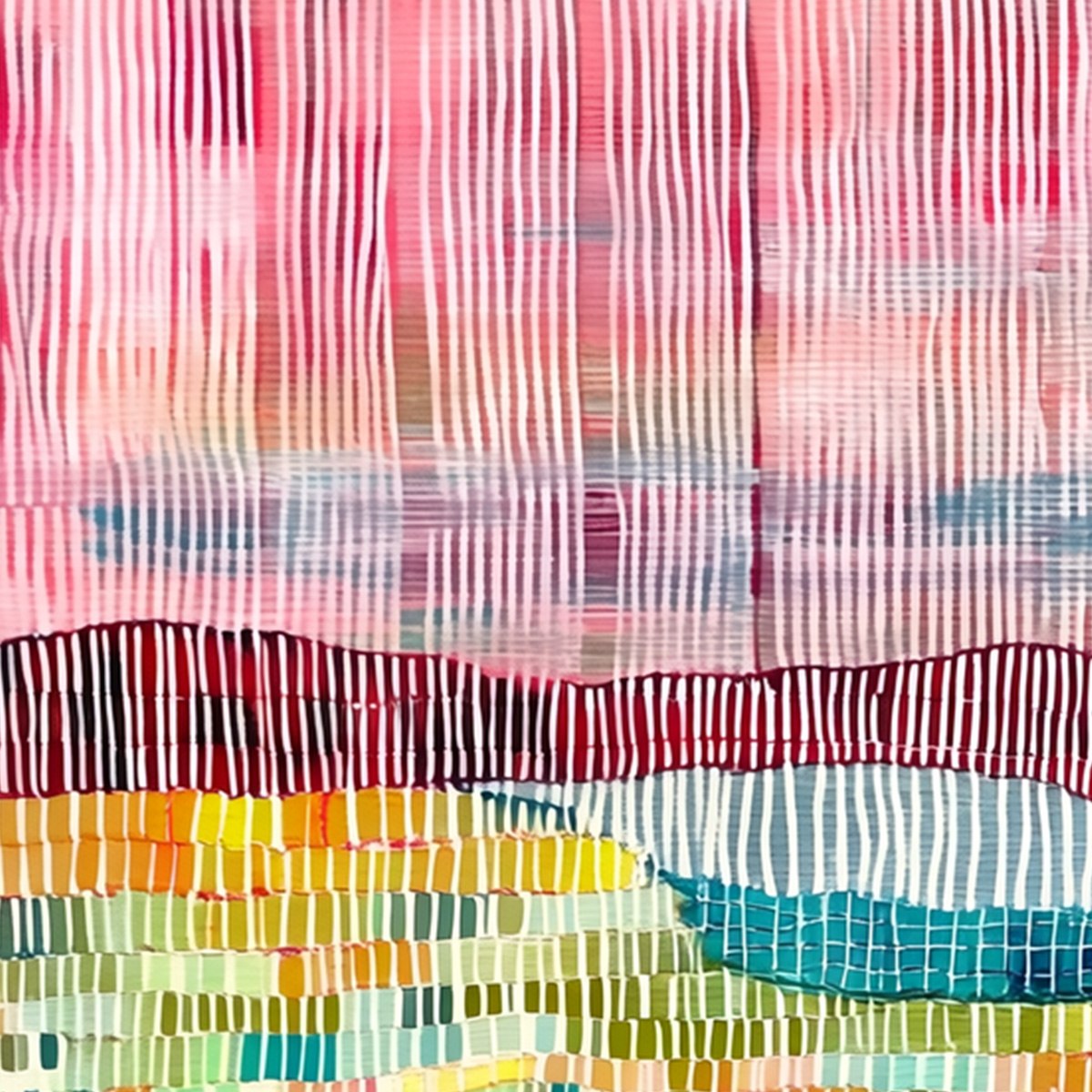 WOVEN HORIZON: Vibrant Textured Abstract Landscape Painting