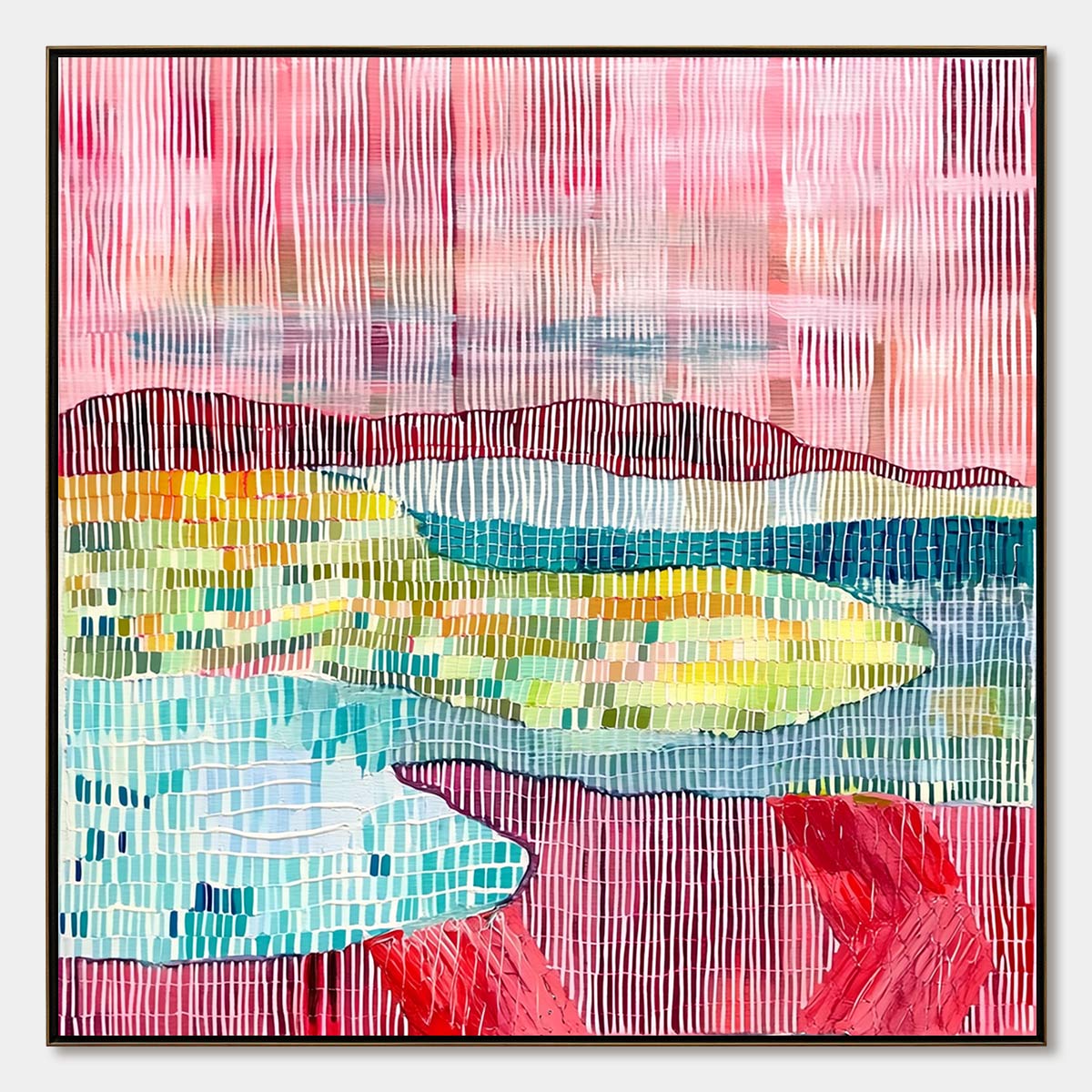 WOVEN HORIZON: Vibrant Textured Abstract Landscape Painting