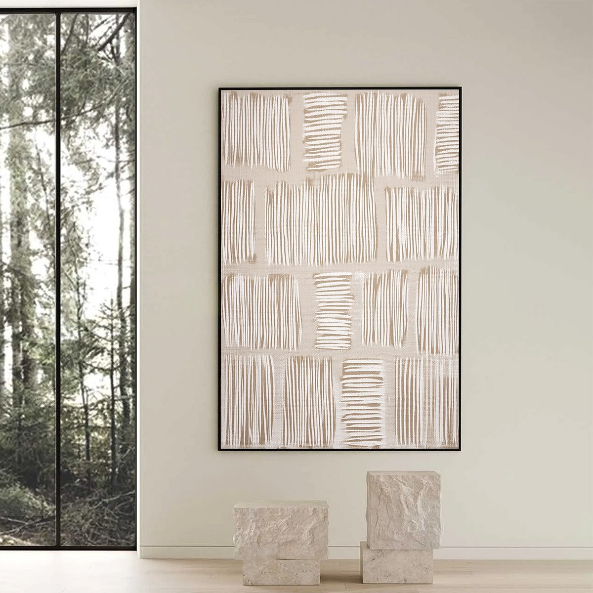 WOVEN PATHS: Textured Wabi Sabi Abstract Painting in Neutral Tones