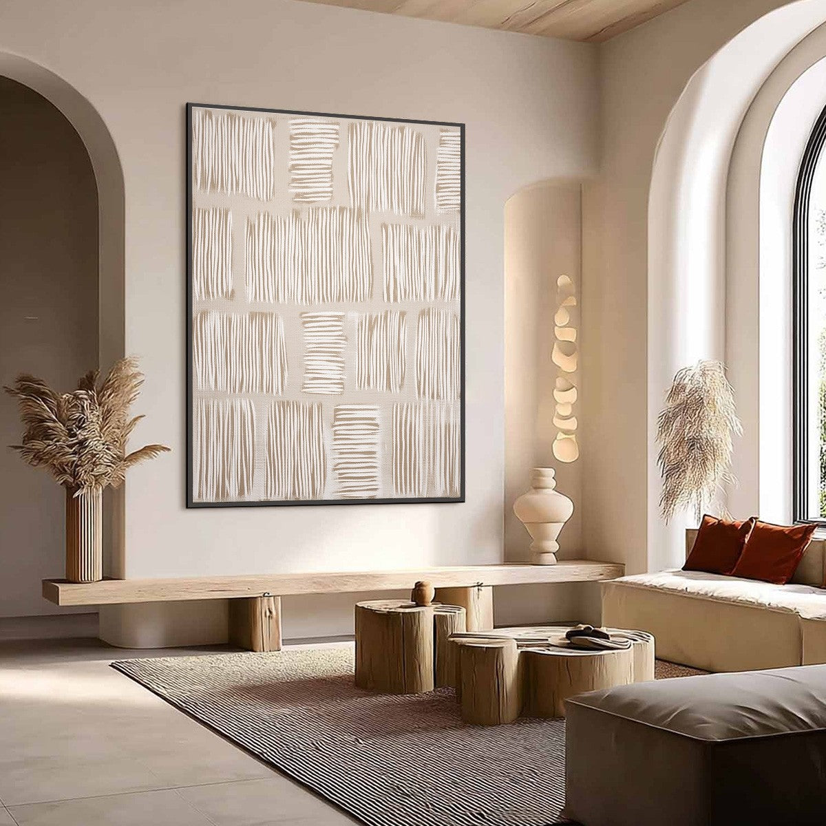 WOVEN PATHS: Textured Wabi Sabi Abstract Painting in Neutral Tones