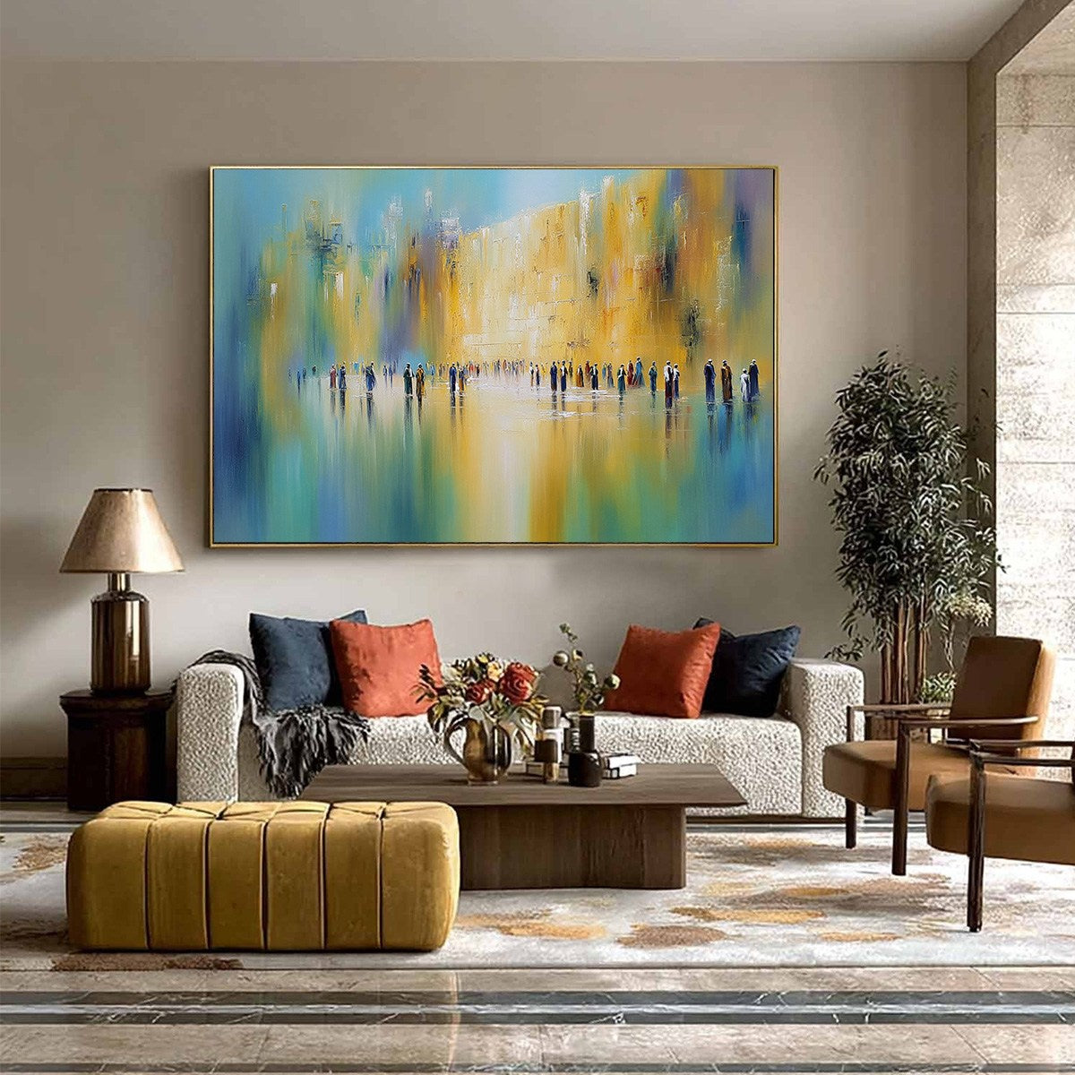 Wall of Whispers | Textured Abstract Cityscape Oil Painting