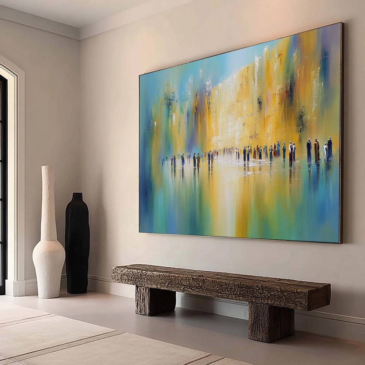 Wall of Whispers | Textured Abstract Cityscape Oil Painting