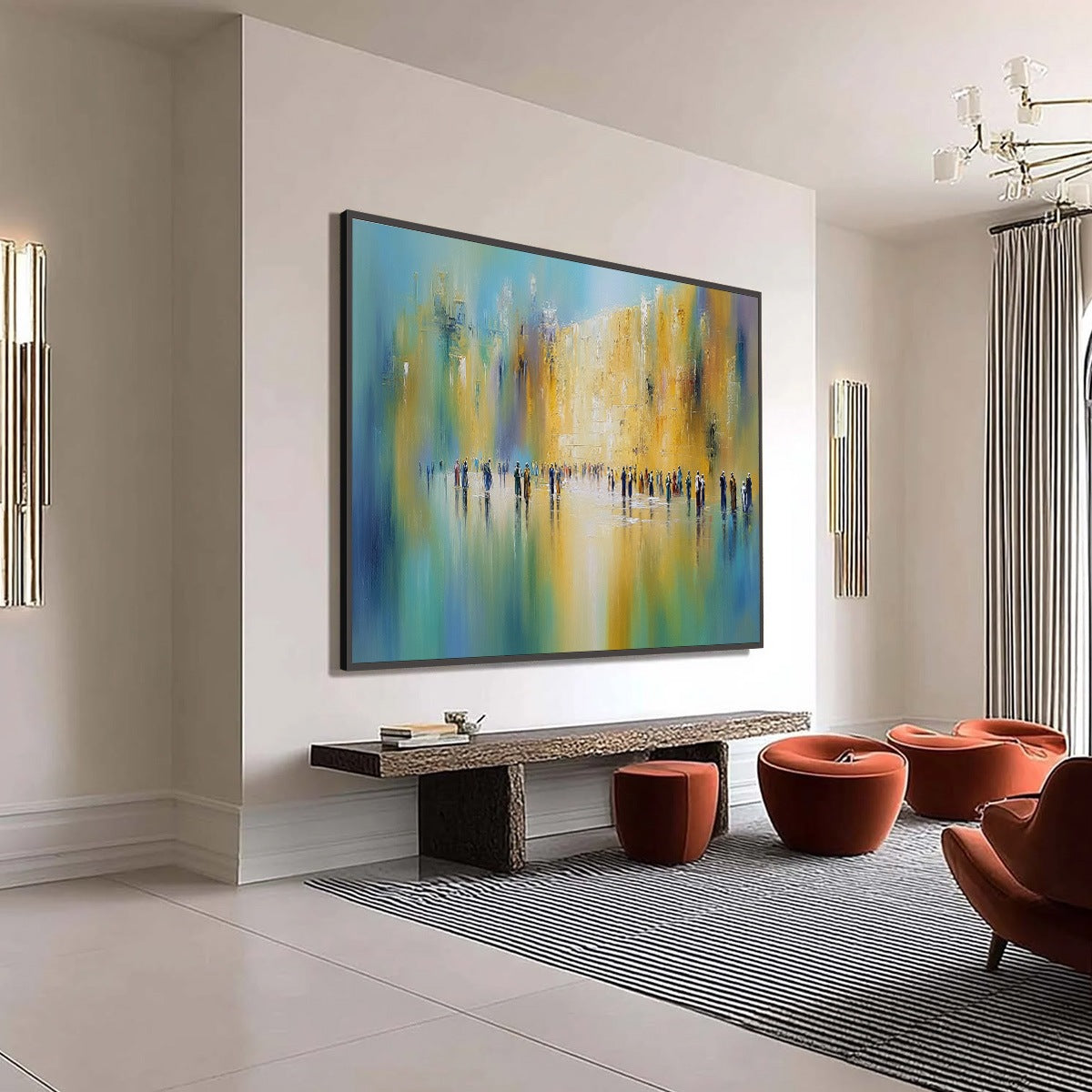 Wall of Whispers | Textured Abstract Cityscape Oil Painting