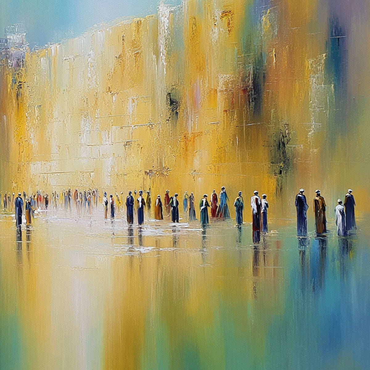Wall of Whispers | Textured Abstract Cityscape Oil Painting